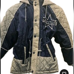 Vintage Dallas Cowboys Puffer Coat Jacket W/Hood  Youth Sz S 8-10 Team NFL